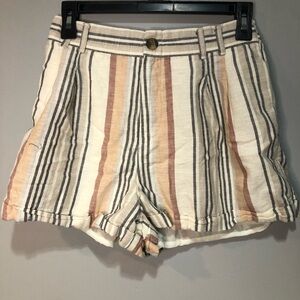 American Eagle Colorful Neutral Striped Paper Bag Waist High Rise Shorts Lined